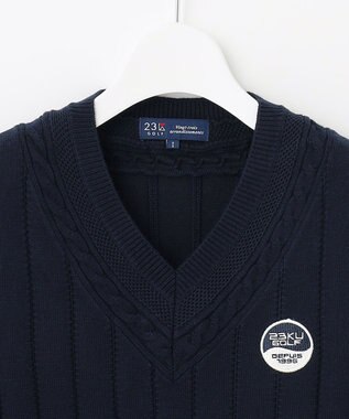 23区GOLF 【WOMEN】コットンアクリル ニットベスト ネイビー系