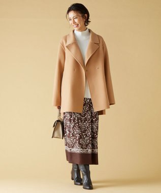 自由区 S 【ウエストゴム・洗える】ERICAパネルプリント スカート ココア系