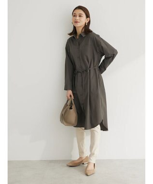 Green Parks ミドル丈シャツワンピースII Charcoal Gray