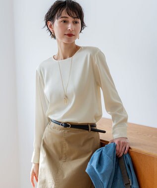 23区 カフスボタン サテンTEEブラウス