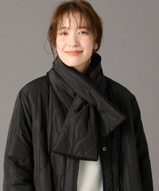 ANY L 【マフラー付き】キルトリバーシブルコート ブラック