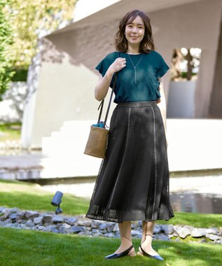 Tiaclasse 【洗える】フリル袖ポンチプルオーバー グリーン