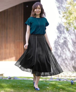 Tiaclasse 【洗える】フリル袖ポンチプルオーバー グリーン