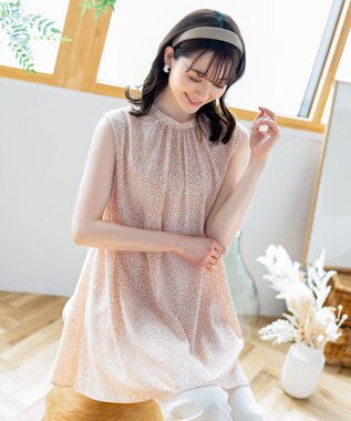 Tiaclasse 【洗える】体型カバーも叶うAラインギャザーチュニック ピンク