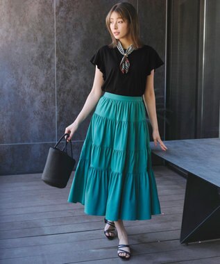 Tiaclasse 【洗える】フリル袖ポンチプルオーバー ブラック