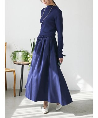 Green Parks AnriettMusee  リブニットドッキングワンピース Navy