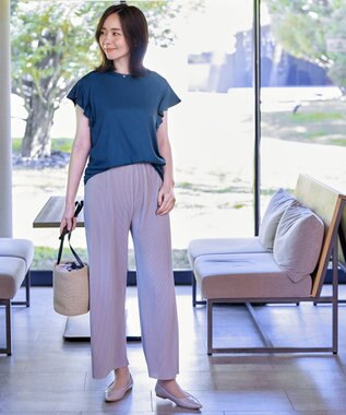 Tiaclasse 【洗える】フリル袖ポンチプルオーバー ブルー