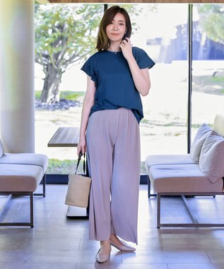 Tiaclasse 【洗える】フリル袖ポンチプルオーバー ブルー