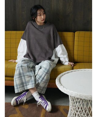 CRAFT STANDARD BOUTIQUE シャツドッキングニットプルオーバー Brown Mixture