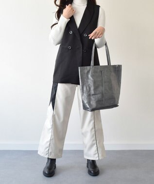 INTER-CHAUSSURES 【ANDREA CARDONE ITALI】メタリックレザートートバッグ グレー