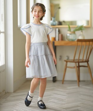 組曲 KIDS 【110-140㎝】シアーチェック スカート サックスブルー系