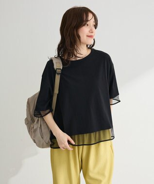 Green Parks 【適ON】遮熱チュールドッキングプルオーバー Black