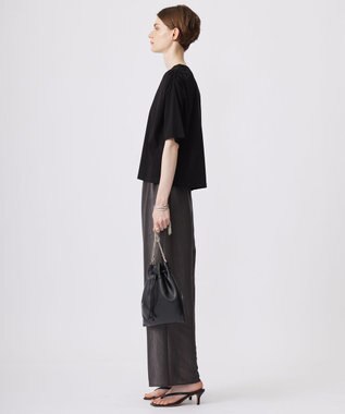 ICB 【接触冷感・UVケア・洗える】 ハイツイストスムース デザインカットソー ブラック系