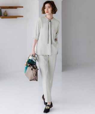 23区 S 【Oggi・CLASSY.掲載】ストレッチジョーゼット テーパード パンツ ベージュ系