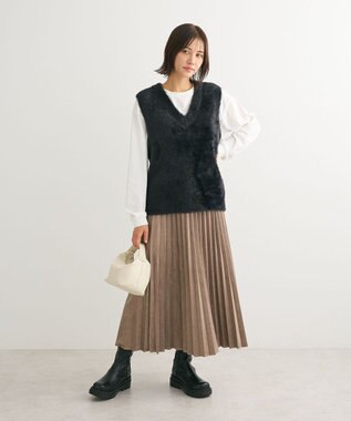 Green Parks マシュマロスエードプリーツスカート Mocha