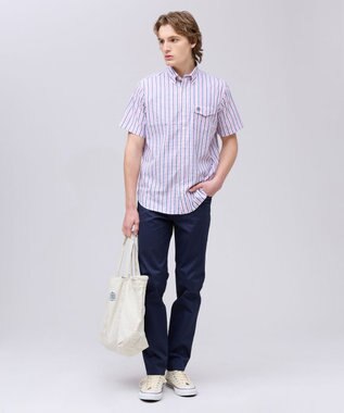 J.PRESS MEN 【Aero Weave】クールマックスサッカー ストライプ シャツ / B.D. ピンク系1