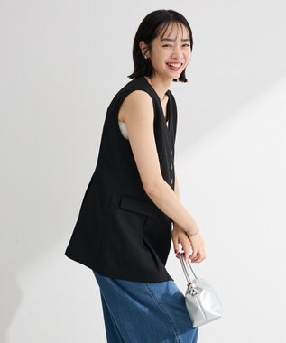 Green Parks 多釦タックジレ Black