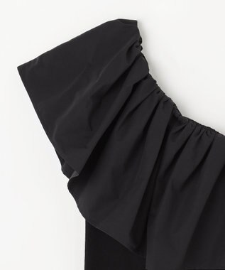 NAVE 【Nave・洗える/撥水/ストレッチ素材】ライトタフタ ワンショルダーブラウス ブラック系