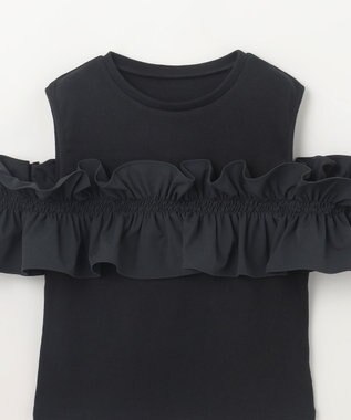 GRACE CONTINENTAL フリルリブカットトップ ブラック