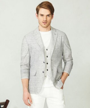 JOSEPH ABBOUD 【清涼感/軽量】リネンTOPピケ ジャケット ライトグレー系