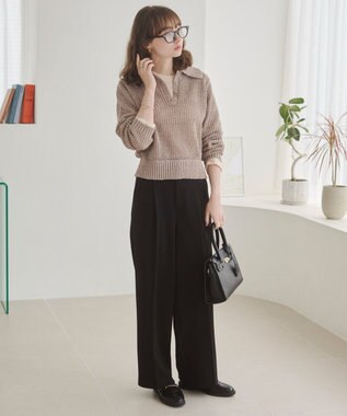 WEGO 【ANGIE VINTAGE】MIXメッシュポロニット ベージュ