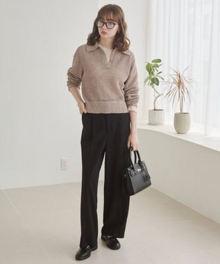 WEGO 【ANGIE VINTAGE】MIXメッシュポロニット ベージュ