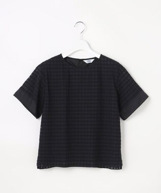 J.PRESS LADIES 【一枚で着映え】シアーギンガム クルーネック カットソー ブラック系