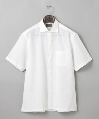 GOTAIRIKU リラックスシルエット【高通気性/吸水速乾】ドッツエアー クールマックスサッカーシャツ ホワイト系