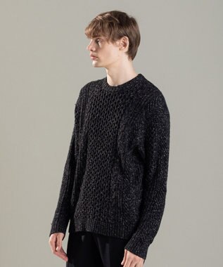 JOSEPH HOMME ヴィスコースメランジケーブル  クルーネック ブラック系