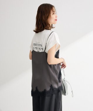 Green Parks レースドッキングサテンビスチェ Charcoal Gray
