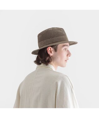 林八百吉商店 Jin no beat shi te cassie　つば広マニッシュネット編みハット カーキ