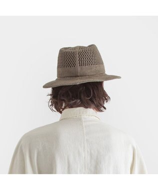 林八百吉商店 Jin no beat shi te cassie　つば広マニッシュネット編みハット カーキ