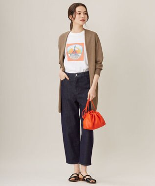 自由区 S 【洗える】VINTAGE PHOTO Tシャツ オフ×オレンジ系