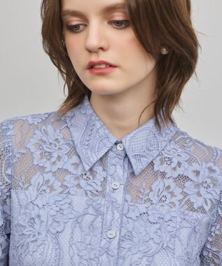 GRACE CONTINENTAL コードレースプリーツワンピース ブルー