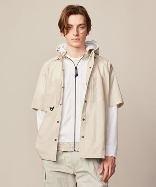 JOSEPH ABBOUD MOUNTAIN 【軽量/ECO撥水/ストレッチ/男女兼用】ライトワッシャー アウトドア 半袖 シャツ ライトグレー系