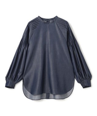UNFILO シャンブレーデニム ショルダータックブラウス インディゴ