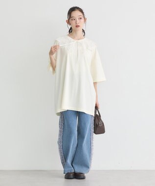 earth music&ecology スカラップレース付け襟 Off White