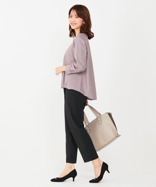 ANY SIS 【洗える】シルケットジャージーストライプ ブラウス ボルドーストライプ