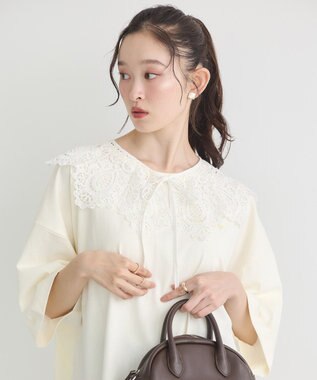 earth music&ecology スカラップレース付け襟 Off White