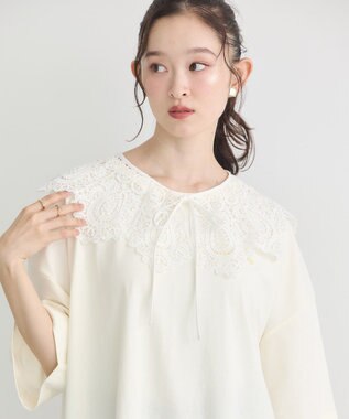 earth music&ecology スカラップレース付け襟 Off White