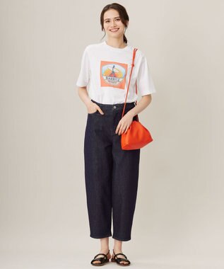 自由区 【洗える】VINTAGE PHOTO Tシャツ オフ×オレンジ系