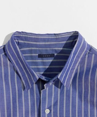 LENO REGULAR COLLAR SHIRTS 《UNISEX》 レギュラーカラーシャツ BLUE STRIPE