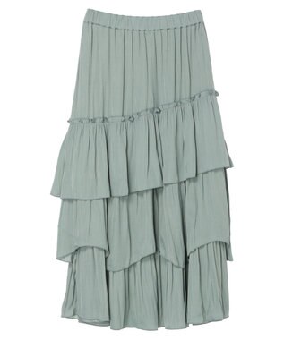 earth music&ecology ランダムティアードスカート Green