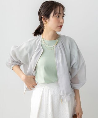 組曲 L カラーボイルノーカラー ブルゾン ライトグレー系