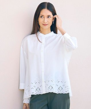 自由区 S エンブロイダリーブロードバンドカラー ブラウス