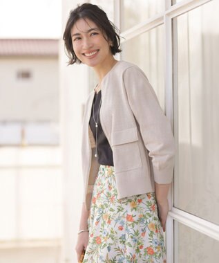 J.PRESS LADIES L 針抜きフライス ノースリーブ カットソー ブラック系