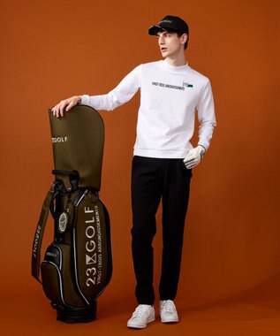 23区GOLF 【MEN】フロントロゴ モックネックシャツ ホワイト系