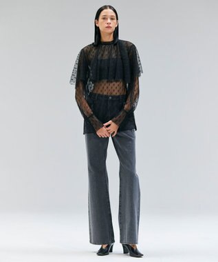 BEIGE， 【洗える・Oggi 11月号掲載】CLOVIS / ケープデザイン総レースブラウス Black