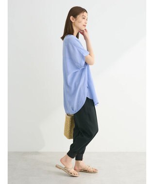 Green Parks リネンレーヨン前立てブラウス Sax