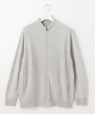 JOSEPH ABBOUD 【キングサイズ・イージーケア】コットンバルキーニットブルゾン ライトグレー系